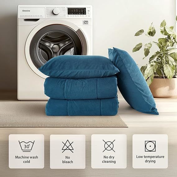 Comforter Set - Premium Corduroy Fabric and Breathable Microfiber for year round comforter and easy machine washable ftness and easy care machine washable design