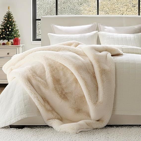 Hochwertige Kunstfell-Kaninchenfell-Decke -- Weiche Wärme, geeignet für Schlafzimmer, Sofa, Büro und Camping