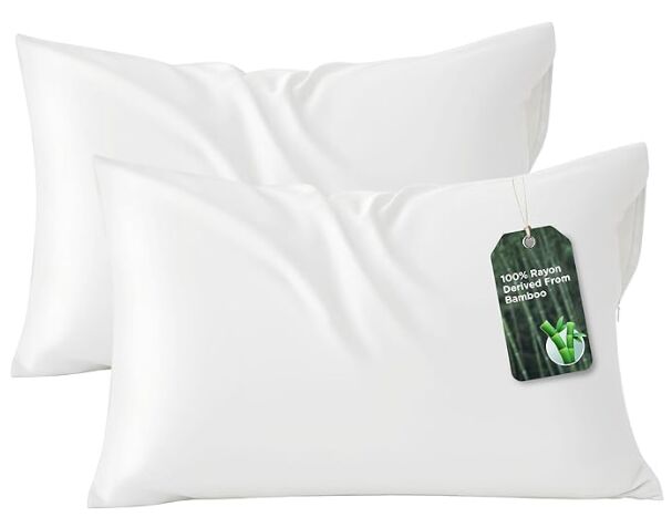 Bamboo Cooling Pillowcase Rayon Derived from Bamboo Pillowcases, Breathable & Silky Soft Cool Bedding Pillow Covers with Envelope Closure