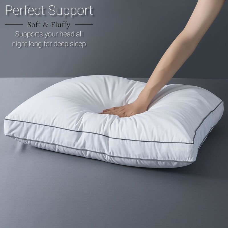 Feather and Down Pillow, Featuring Innovative Layered Pillow with White Goose Down and Feather for Comfort