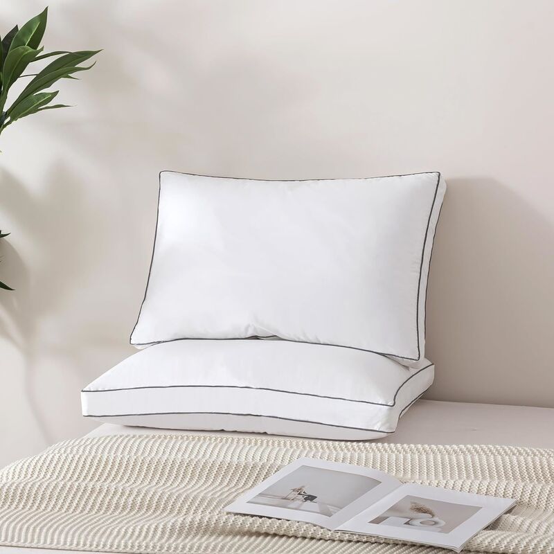 Feather and Down Pillow, Featuring Innovative Layered Pillow with White Goose Down and Feather for Comfort