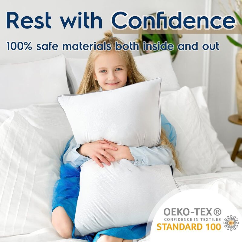 Feather and Down Home Textile Products Layered Support Pillow Featuring Soft Skin Friendly Fabric and Durable Construction for Everyday Comfort