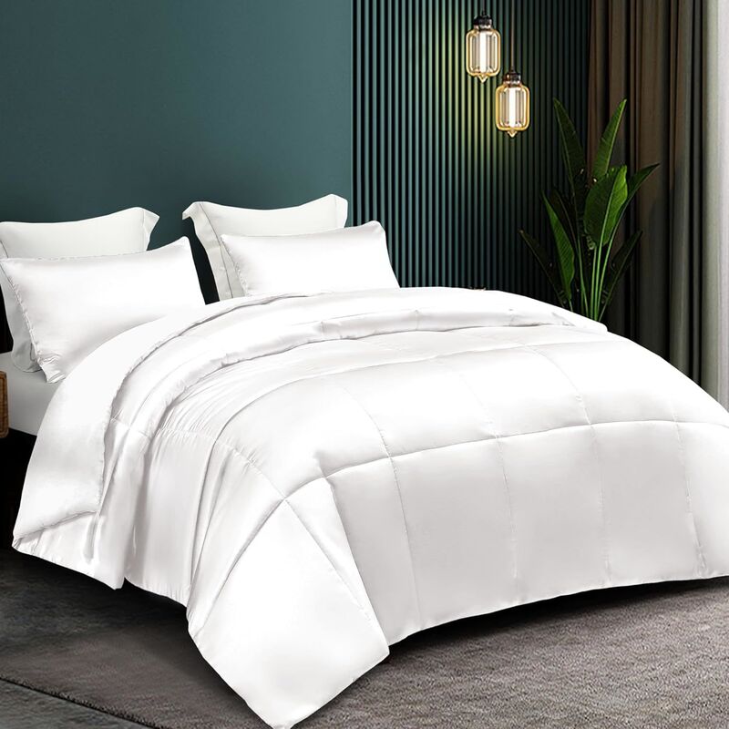 Feather and Down Home Textile Products Comforter with Feather Alternative Filling and Durable 100 Percent Cotton Shell for Year Round