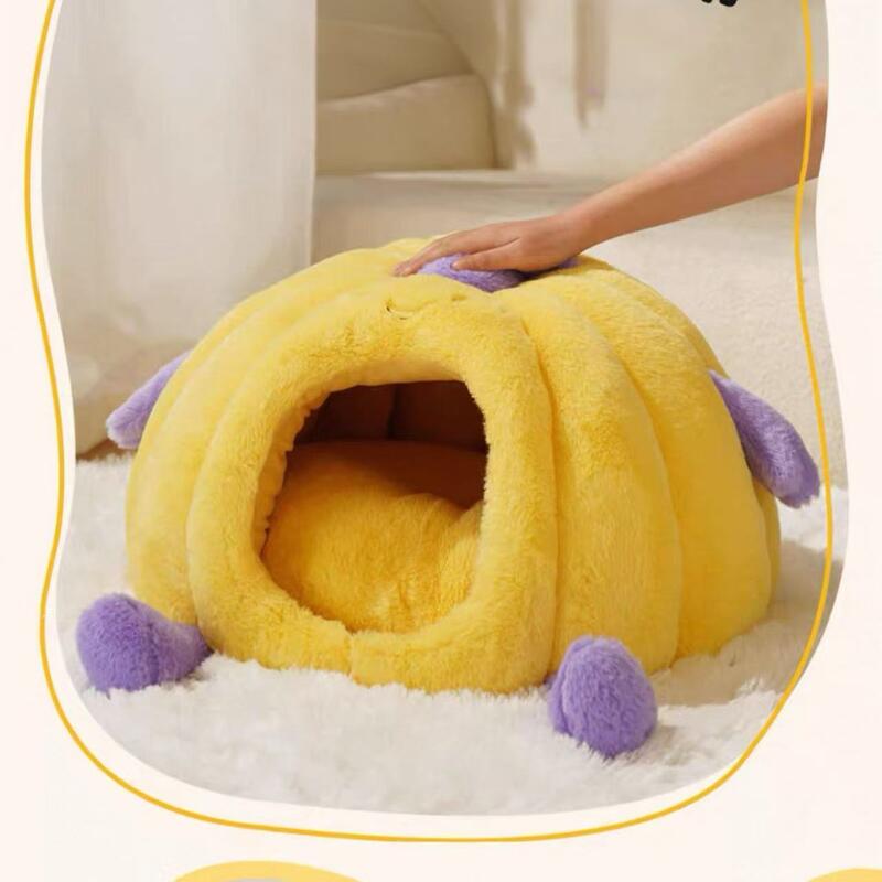 Enclosed Plush Cat Bed for All Seasons - Winter Warm & Cozy Hooded Pet Cave with Thick Padding for Security & Comfort, Also Great for Small Dogs