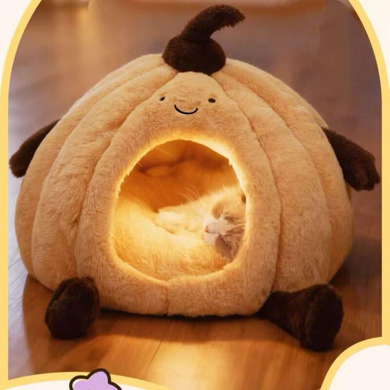 Enclosed Plush Cat Bed for All Seasons - Winter Warm & Cozy Hooded Pet Cave with Thick Padding for Security & Comfort, Also Great for Small Dogs