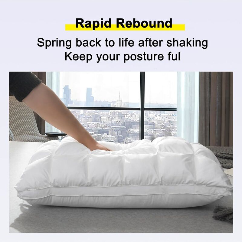 95% imported Russian large - cluster white goose down pillows Pleated with baffle box self cording 80s 400TC 100% cotton shell