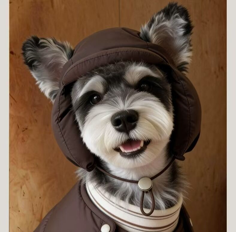 Open-Ear Down-Filled Pet Hat for Winter - Warm & Stylish Dog & Cat Beanie with Ear Holes, Fits Small Breeds Like Schnauzer, Poodle, Dachshund, French Bulldog