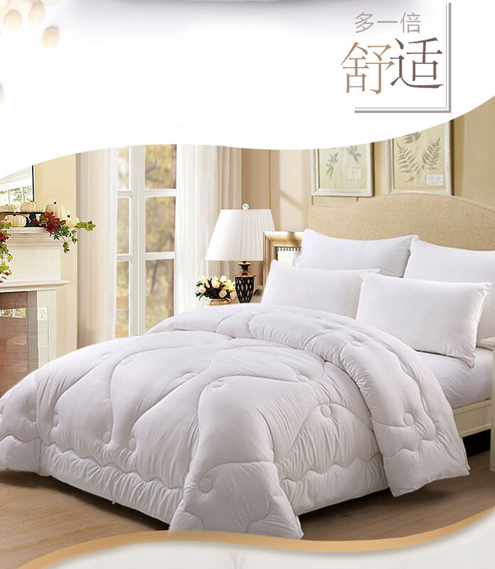 Comforter (90gsm microfiber white,filling is 300gsm poly.knife edge.single needle quilt)