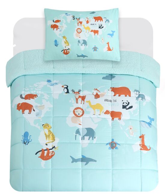 Set di coperte Sherpa ((200 grammi di sherpa e 80 grammi di tessuto in microfibra, filo di coltello e copriletto a singolo ago, 150 grammi di riempimento polipropilene morbido)