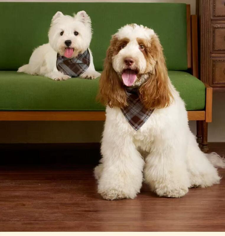 Vintage Plaid Pet Bandana - Reversible Triangle Bib for Dogs & Cats, Cute & Absorbent Drool Kerchief (Keduo Style)