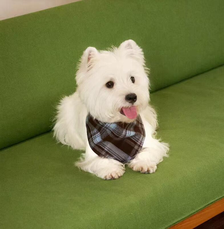 Vintage Plaid Pet Bandana - Reversible Triangle Bib for Dogs & Cats, Cute & Absorbent Drool Kerchief (Keduo Style)